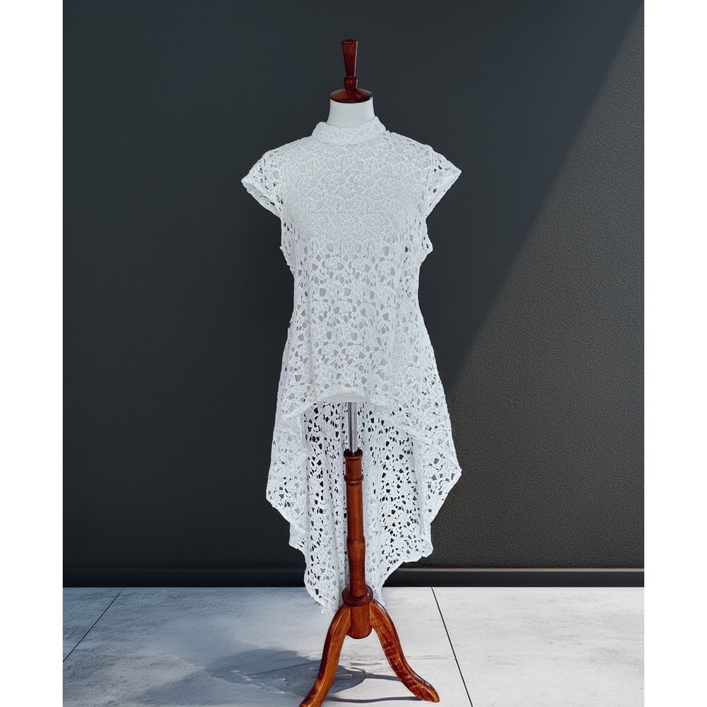 THE ROYALS RUNWAY Paris Lace Reception Wedding Dress Bridal High-Low Mock Size M